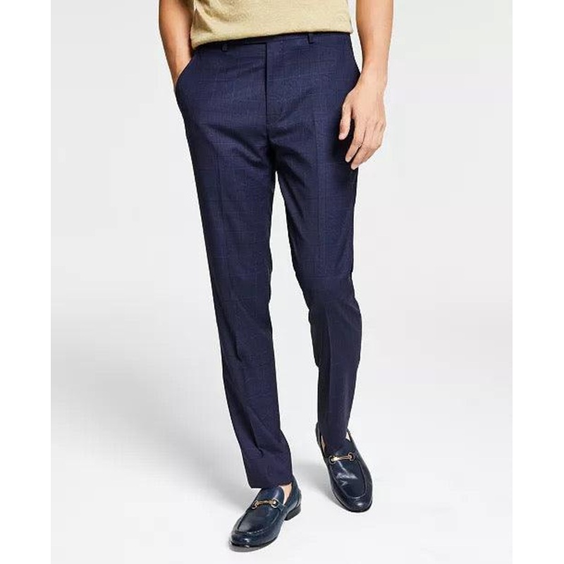 BAR III Mens Skinny Fit Plaid Suit Dress Pants Blue Plaid 33 x 30