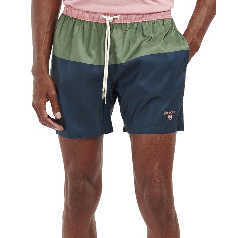 Barbour Mens John Logo-Det  Drawstring Swim Shorts Pink XL