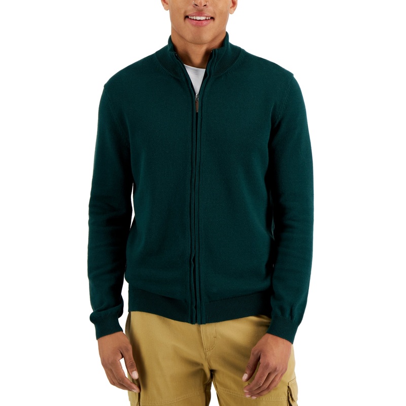 Club Room Mens Full Zip Sweater Green XL