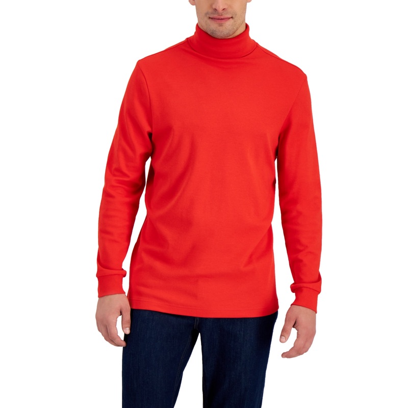 Club Room Mens Solid Turtleneck Shirt Bright Ruby XL