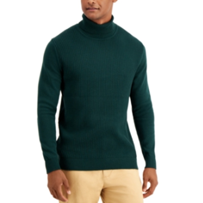 Club Room Mens Textured Cotton Turtleneck Pine Grove Green Large