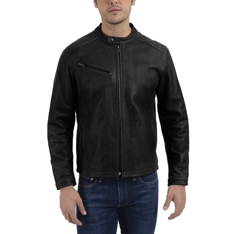 Frye Mens Modern Cafe Racer Jacket Black Large