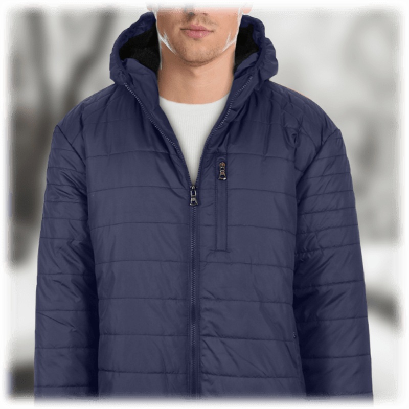Galaxy by Harvic Men's Sherpa Lined Hooded Puffer Jacket Navy Medium