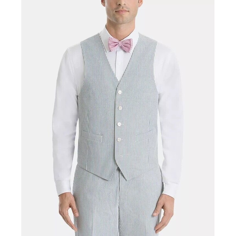 Lauren Ralph Lauren Men's UltraFlex Classic-Fit Blue Seersucker Vest Medium