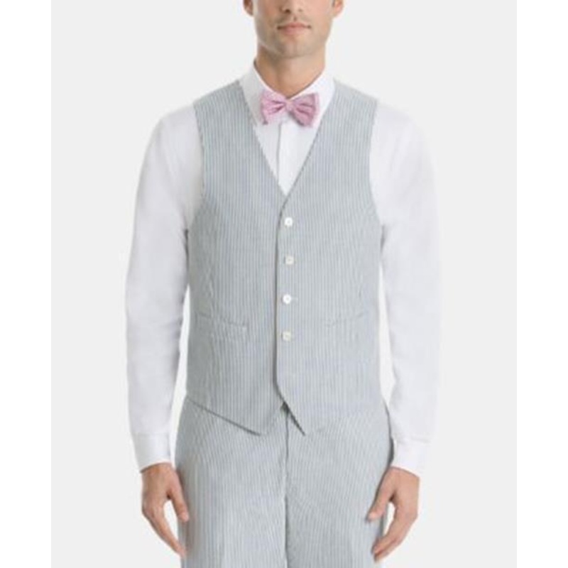 Lauren Ralph Lauren Mens UltraFlex Suit Vest Blue Stripe Classic-Fit XL