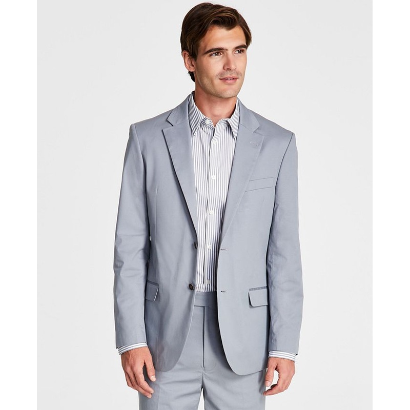 NAUTICA Men's Suit 42S / 36 x 30 Grey Cotton Flat Pant