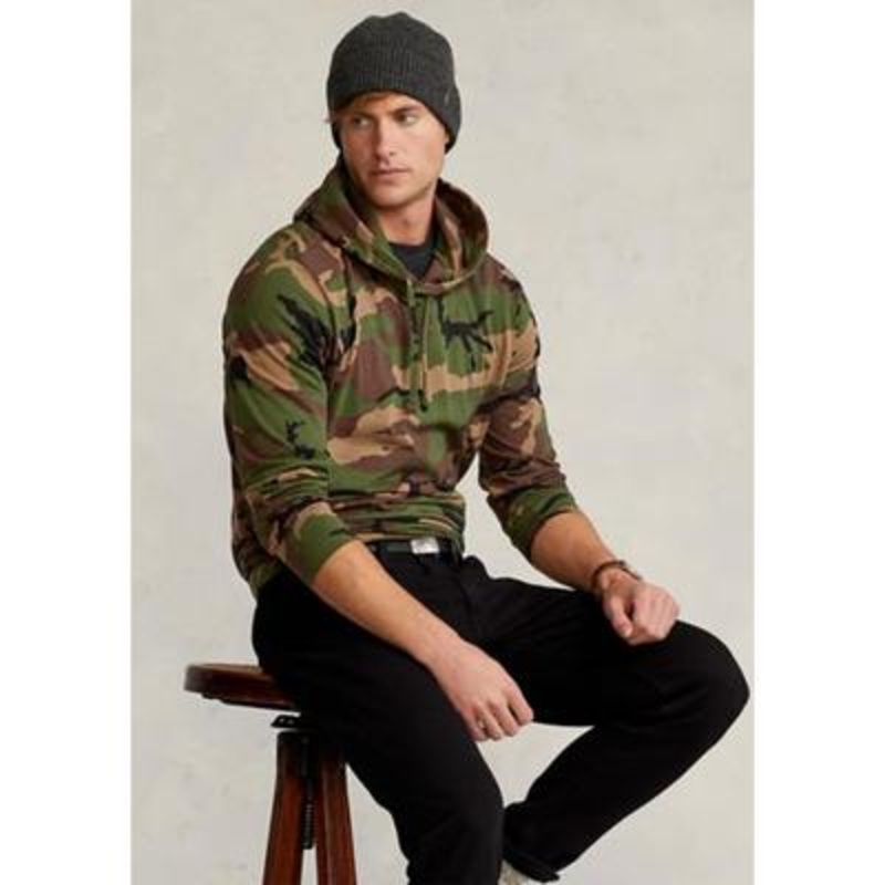 Polo Ralph Lauren Mens Camo Jersey Hooded T-Shirt Green XL