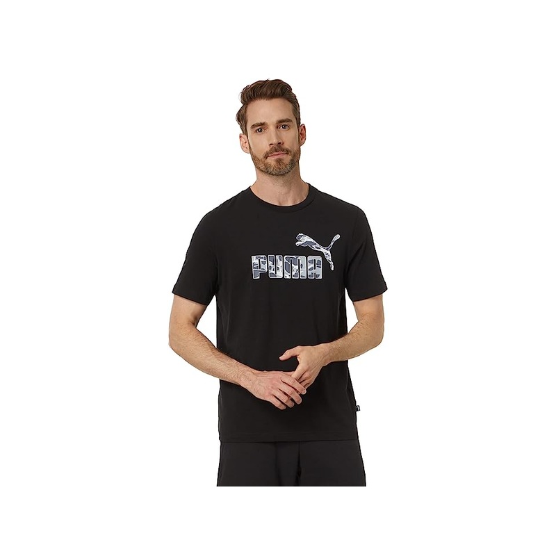 Puma Men's Short-Sleeve Black Splash Logo T shirt Medium