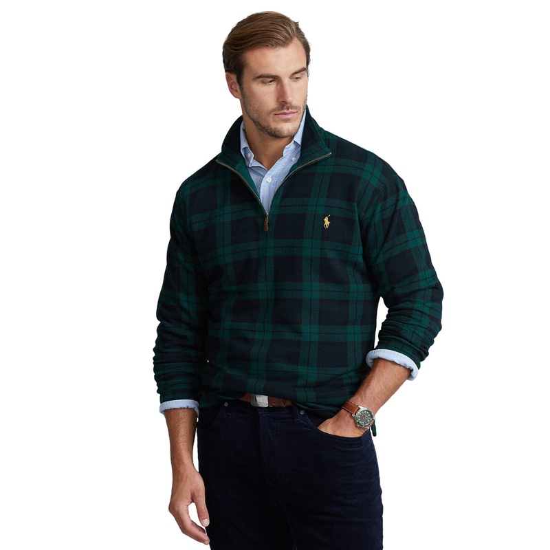 Ralph Lauren Men's Big Tall Quarter-Zip Blackwatch Plaid 3XB