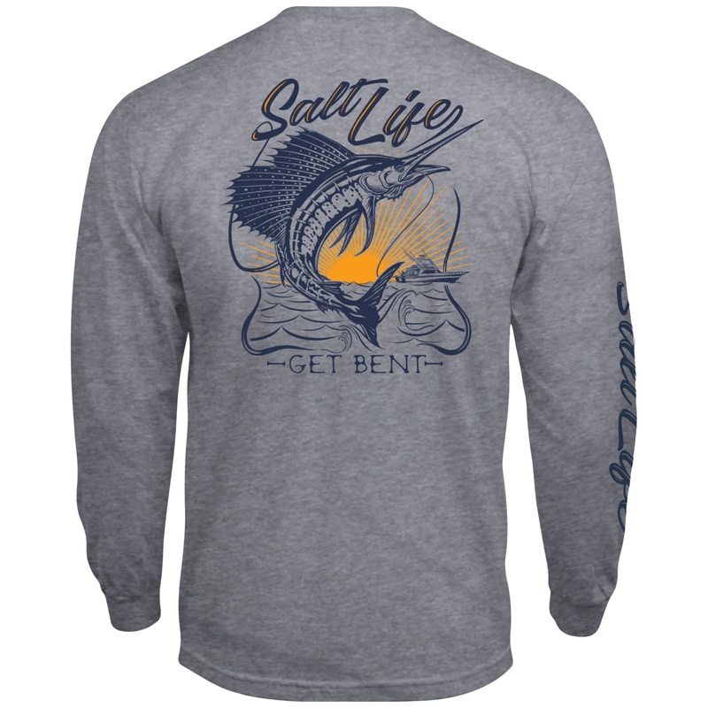 Salt Life Men's Golden Hour Long Sleeve Logo Graphic T Shirt Grey Medium