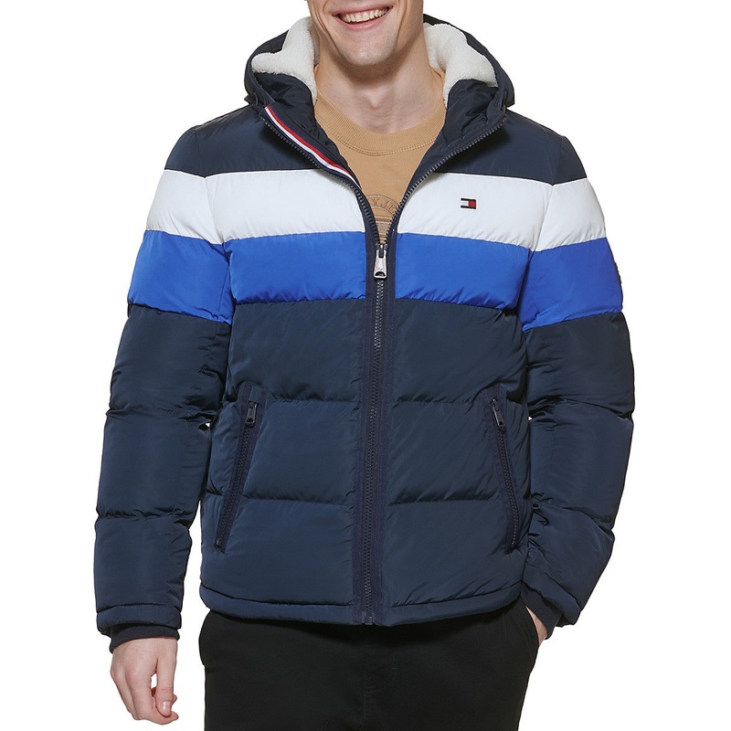Tommy Hilfiger Mens Quilted Puffer Jacket Royal Combo XL