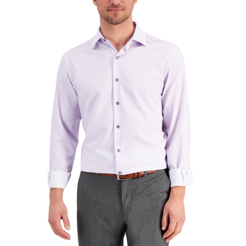 Alfani Men's Lavender Geo-Print Dress Shirt 16-16.5 / 32-33