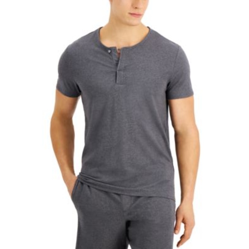 Alfani Men's Quick-Dry Split Neck Pajama XL Charcoal Heather