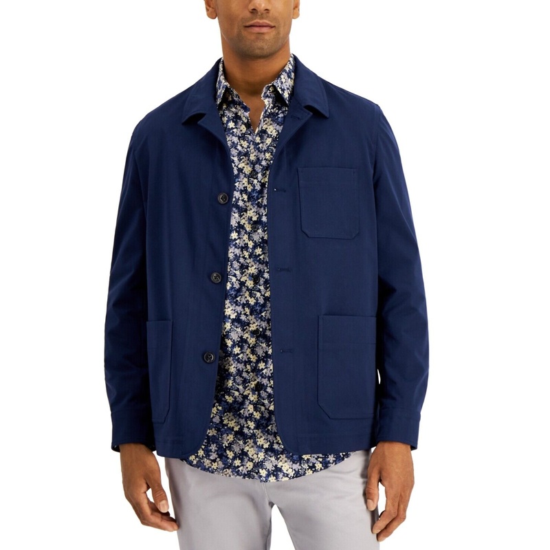 Alfani Men's Regular-Fit Navy Blue Shirt Jacket Medium