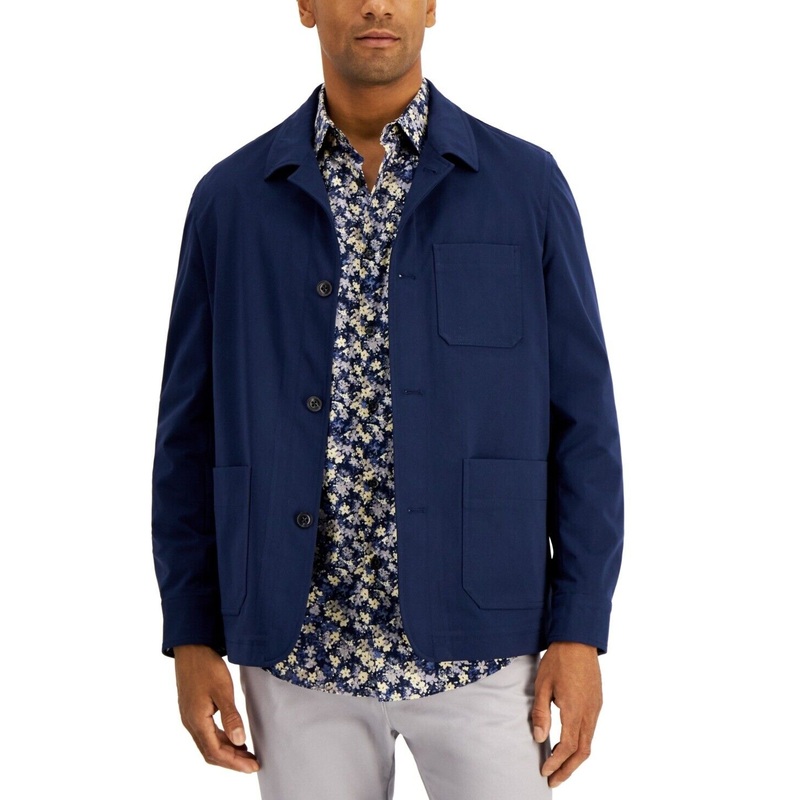 Alfani Men's Regular-Fit Solid Navy Blue Shirt Jacket XL