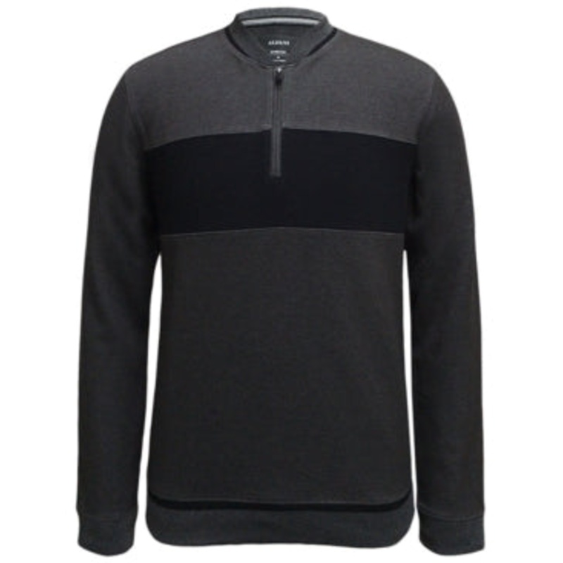 Alfani Mens Baseball Ottoman Quarter Zip Sweatshirt Charcoal Grey Large