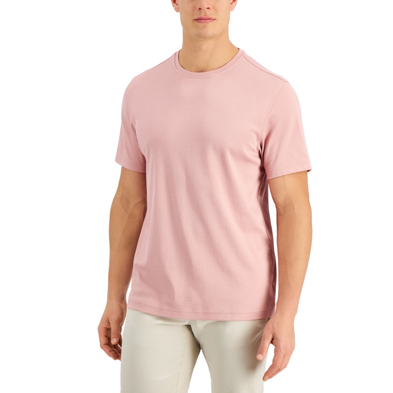 Alfani Mens Supima Crewneck T-Shirt Pink Mauve Cloud XL