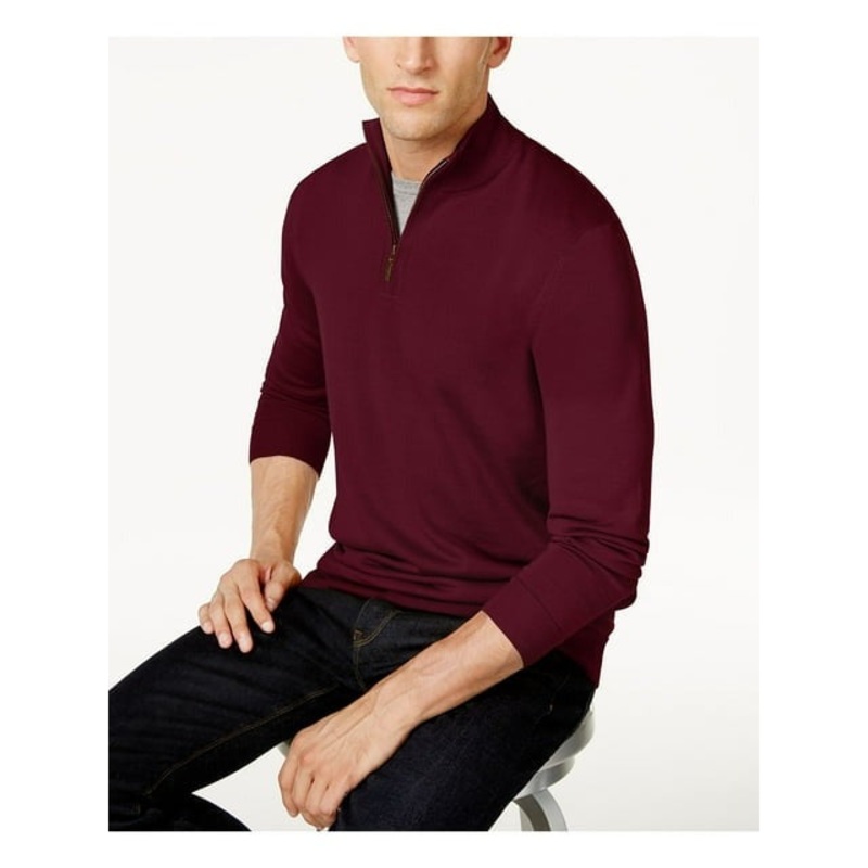 Club Room Men's 1/4-Zip Sweater Red Plum Large