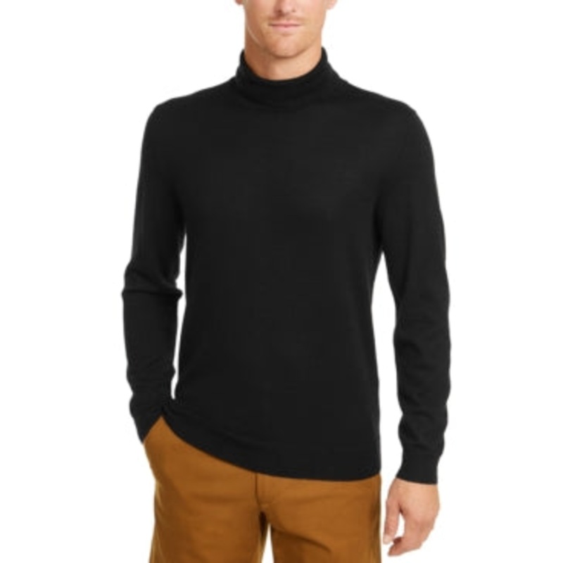 Club Room Men's Merino Turtleneck Sweater Black Large