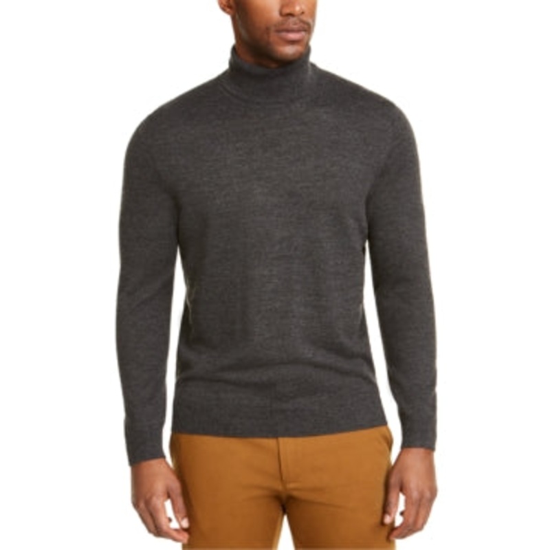 Club Room Men's Merino Turtleneck Sweater Ebony Heather Large