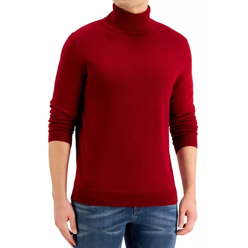 Club Room Men's Merino Wool Turtleneck Sweater Cherry Red Large