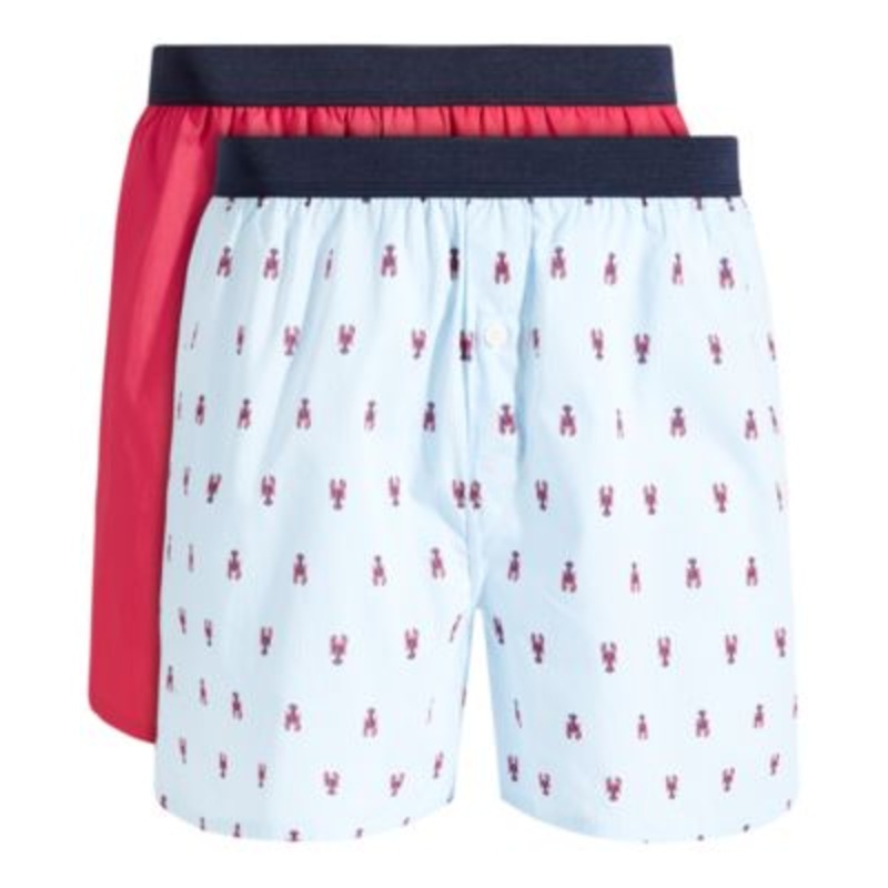 Club Room Mens 2-Pk. Lobster Solid Boxer Short Underwear Blue Raspberry Medium