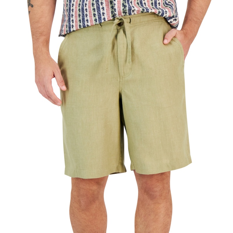 Club Room Mens Linen Drawstring Shorts Cactus Garden Medium