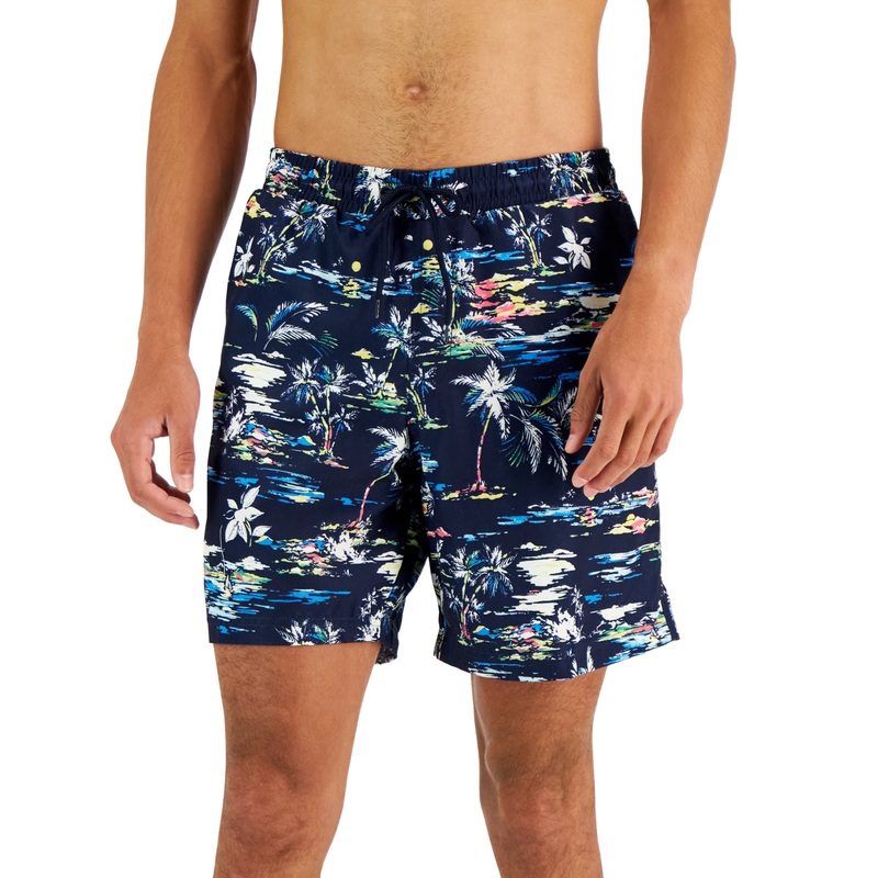 Club Room Mens Mango Island Swim Shorts Navy Blue 2XL