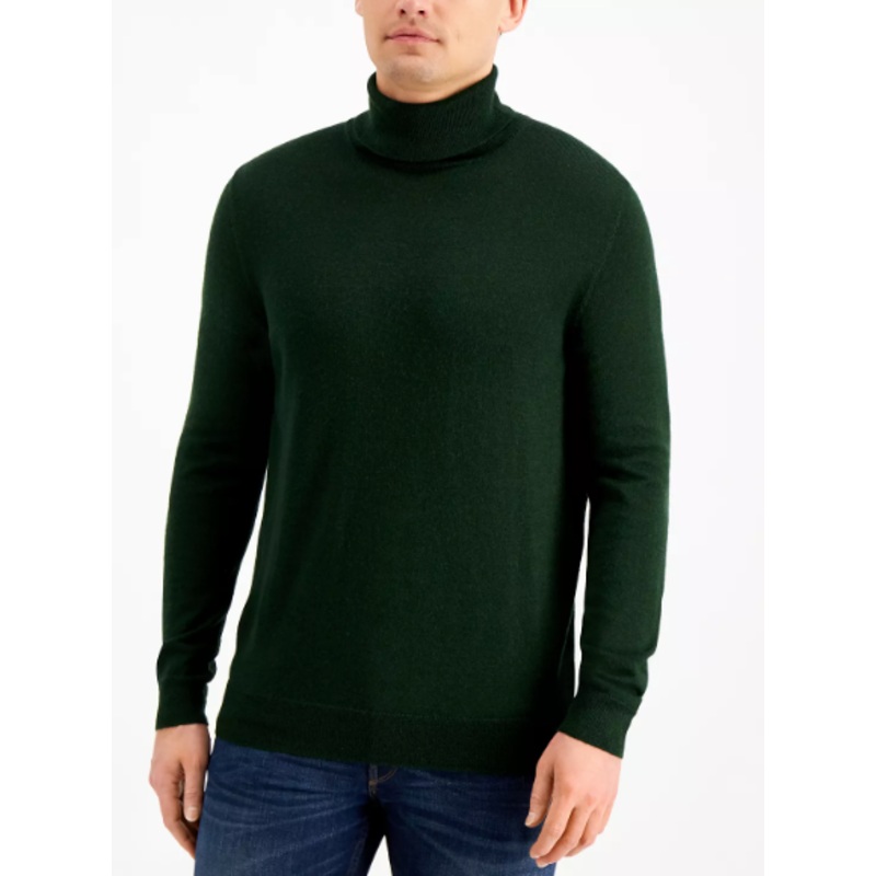 Club Room Mens Merino Turtleneck Sweater Green Medium