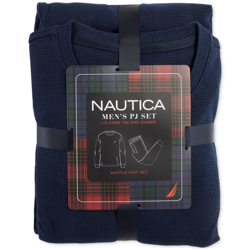 Nautica Mens Waffle Pajama Pant Set Navy 2XL