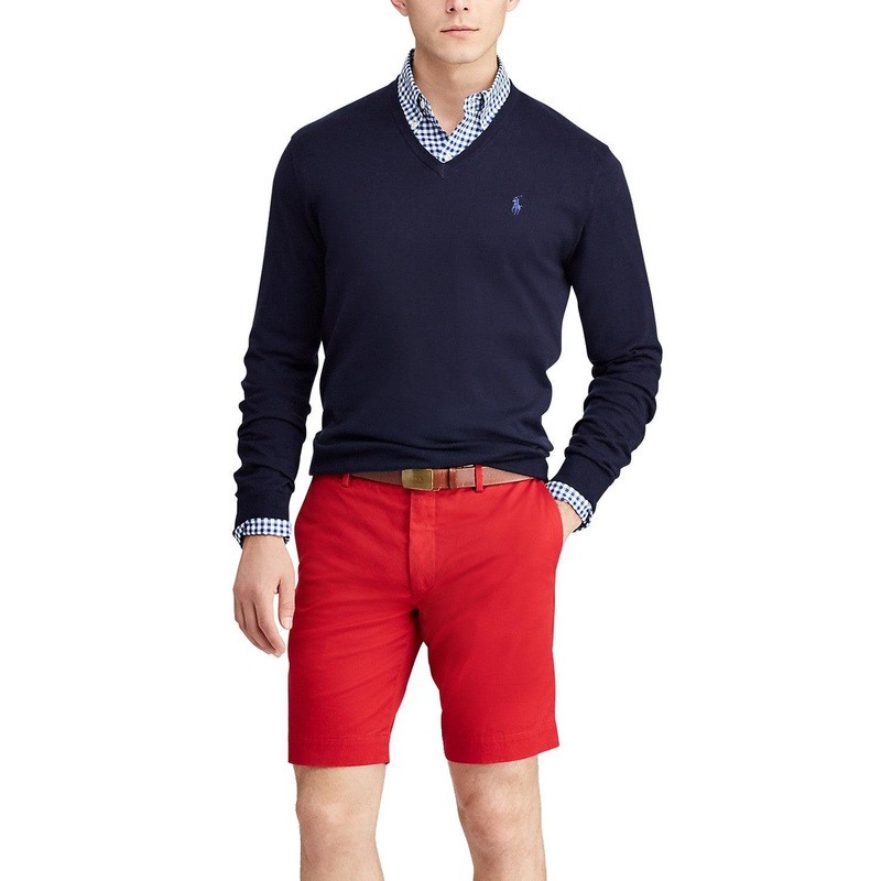 Polo Ralph Lauren Men's Cotton V-Neck Sweater Hunter Navy 2XL