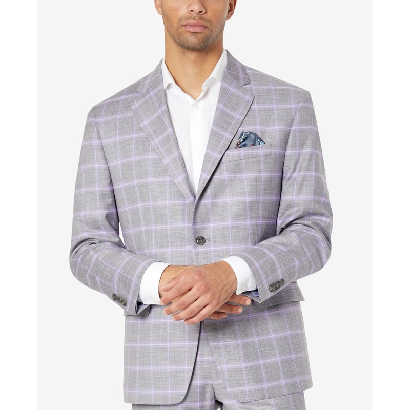 Sean John Mens Classic-Fit Patterned Suit Jacket Grey 40S