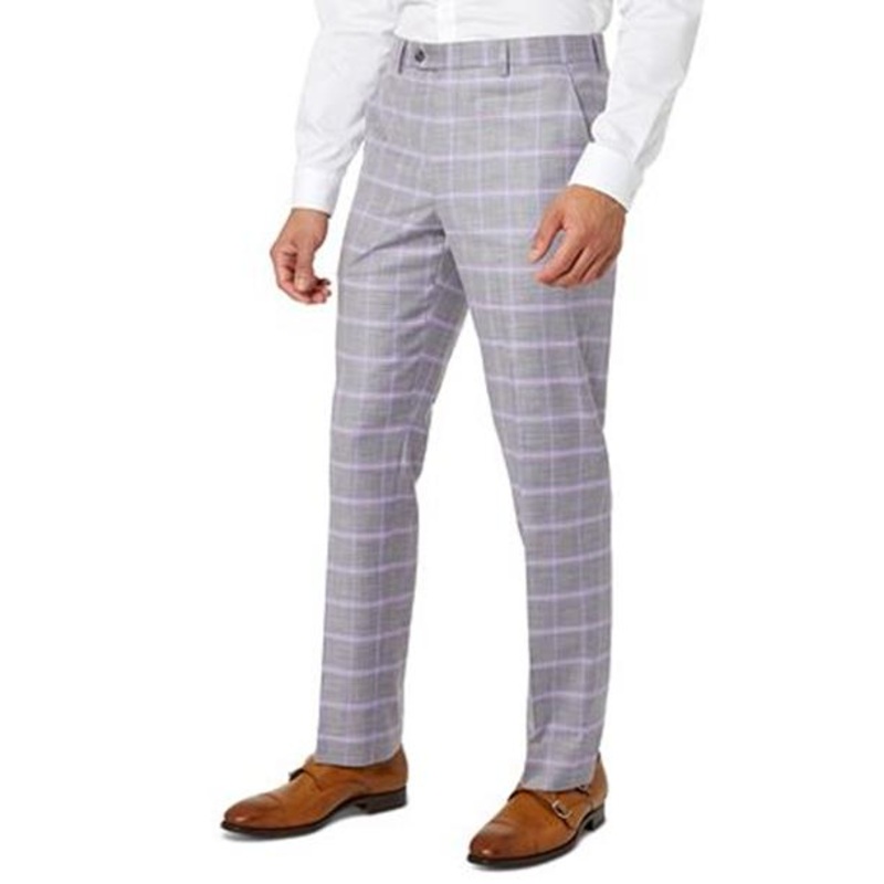 Sean John Mens Classic-Fit Patterned Suit Pants Grey 40 x 30