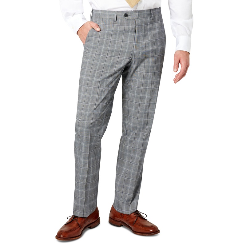 Sean John Mens Classic-Fit Patterned Suit Pants Grey Blue 38 x 30
