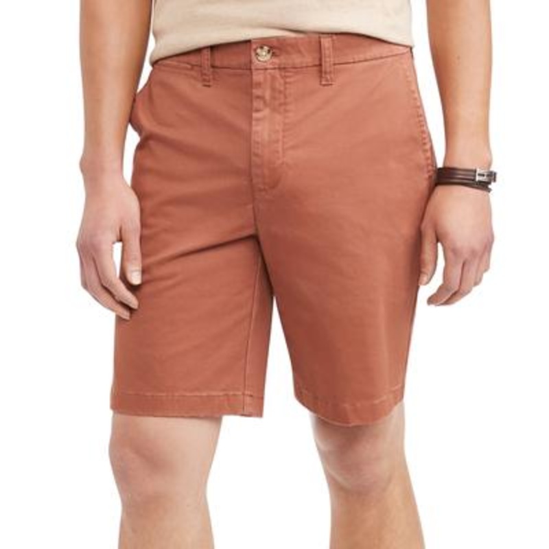 Tommy Hilfiger Mens Core Classic Fit Flat Front Shorts Brown 40W