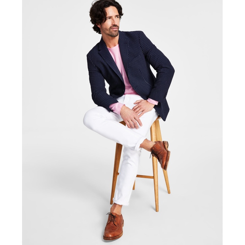 Tommy Hilfiger Modern Fit Seersucker Suit Jacket Blue White 36S