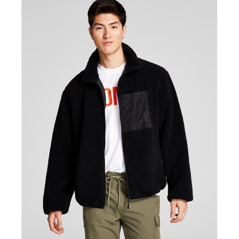 And Now This Mens Fleece Zipper Jacket Black 2XL