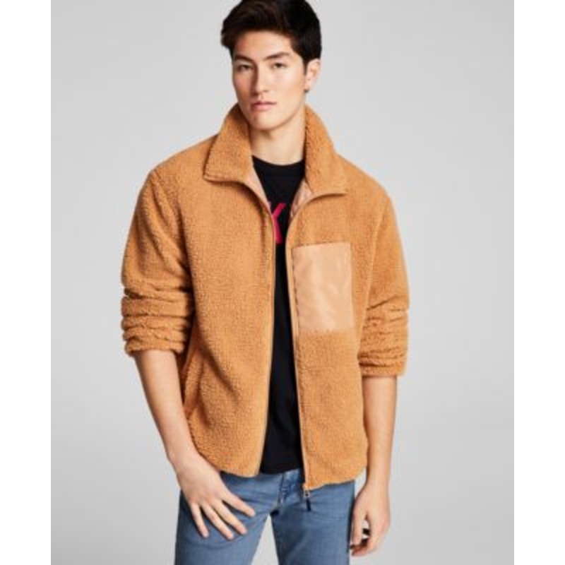 And Now This Mens Fleece Zipper Jacket Tan 2XL