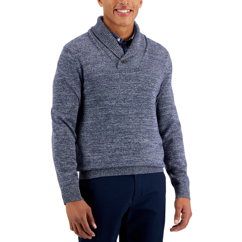 Club Room Men's Navy Blue XL Shawl Button Sweater