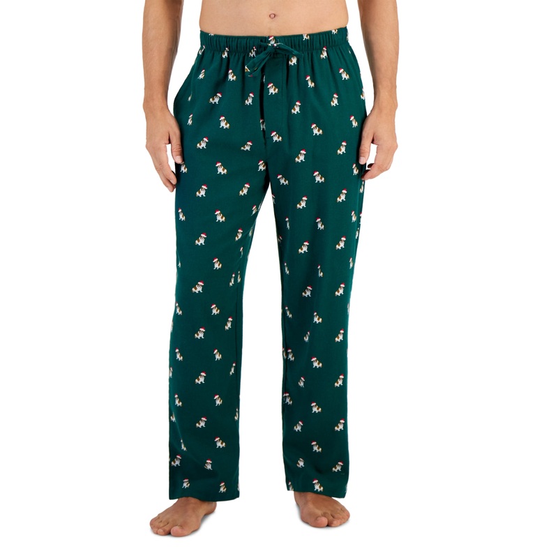 Club Room Mens Flannel Pajama Pants Green Large