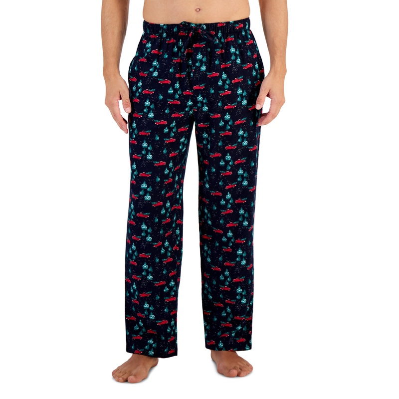 Club Room Mens Flannel Pajama Pants Navy Multi Medium