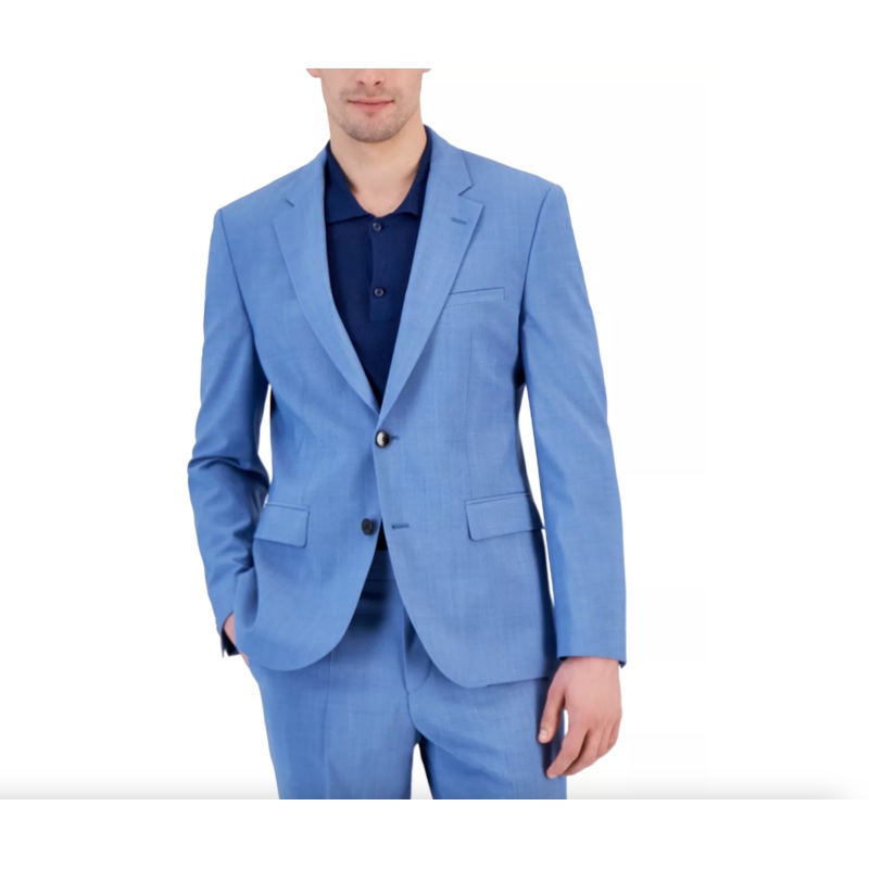 HUGO BOSS Men's Modern-Fit Light Blue Superflex Suit Jacket Light Blue 44R