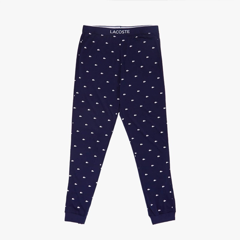 Lacoste Mens Printed Pajama Joggers  Blue Medium