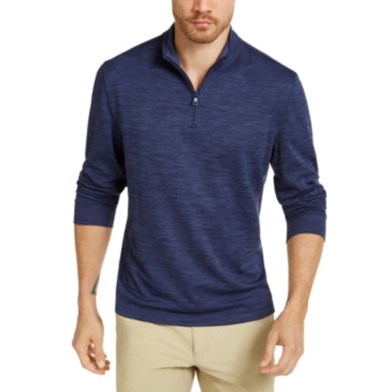 Mens Club Room Quarter-Zip Sweatshirt Navy Blue XL