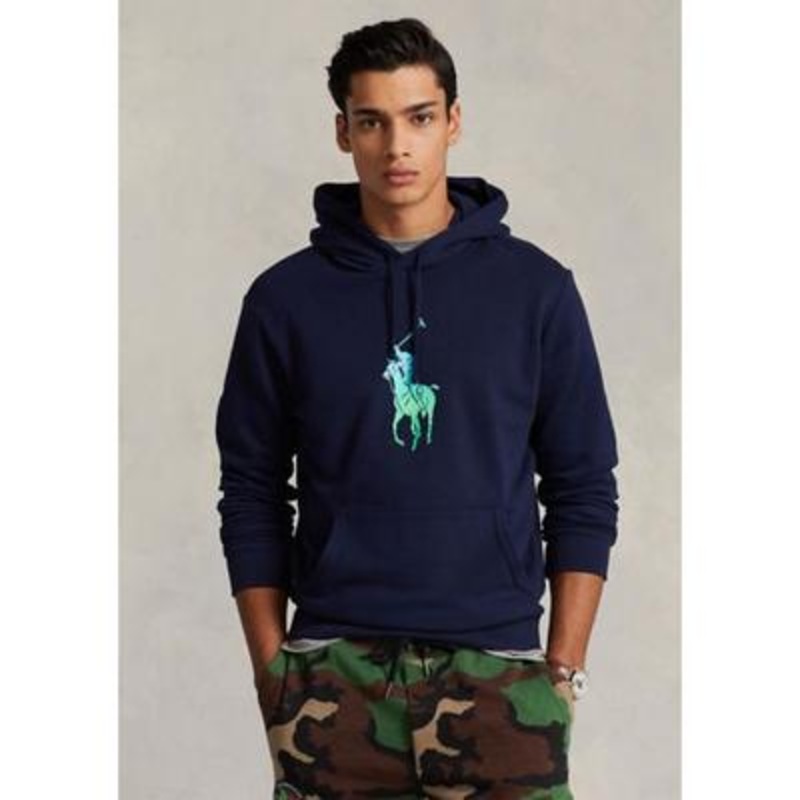 Polo Ralph Lauren Men's Ombre Big Pony Fleece Hoodie Cruise Navy Blue Medium