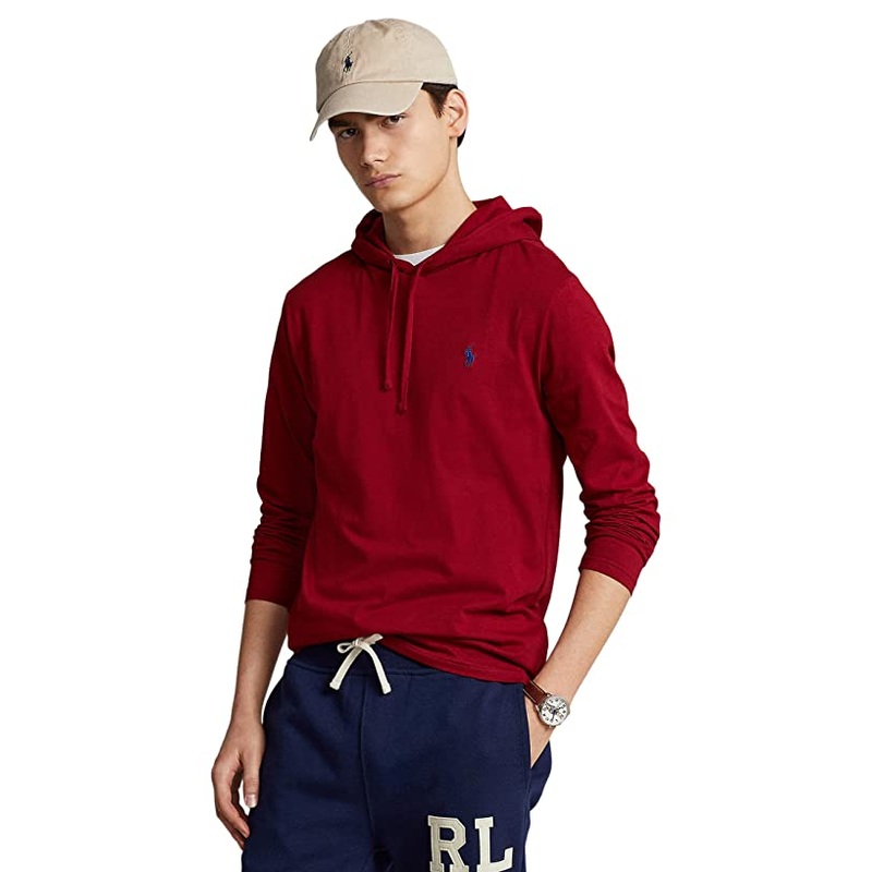 Polo Ralph Lauren Mens Jersey Hooded T Shirt Red Medium