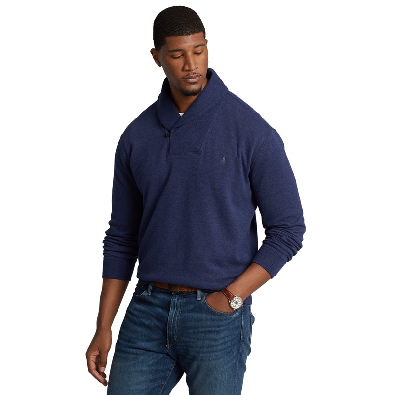 Polo Ralph Lauren Mens Shawl Sweatshirt Sweater Big Tall Jersey Navy Blue 4XB