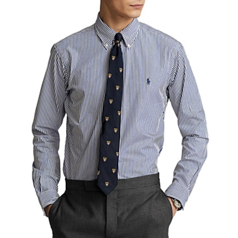 Polo Ralph Lauren Mens Slim Fit Button Down Shirt Blue White Small