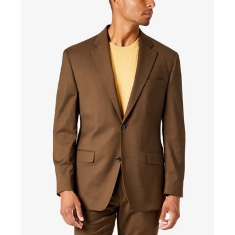 Sean John Mens Classic-Fit Solid Suit Jacket 40S Brown Tan