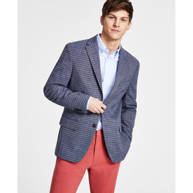 Tommy Hilfiger Modern-Fit Check Sport Coat Blue Brown 38S